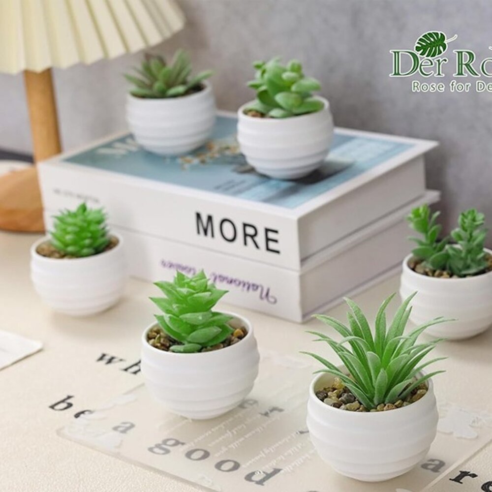 NEW Set of 6 Succulents Plants Artificial in Pots Small Fake Plants. - Picture 8 of 9
